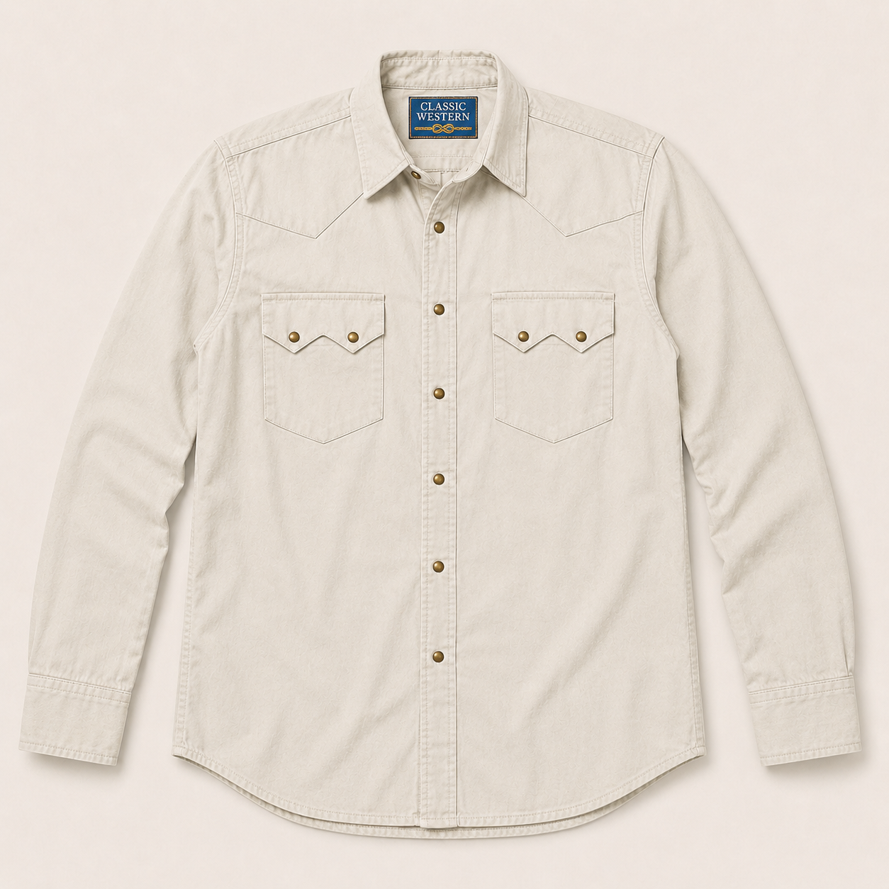 Classic Western Men's Ecru Solid Western Snap Shirt