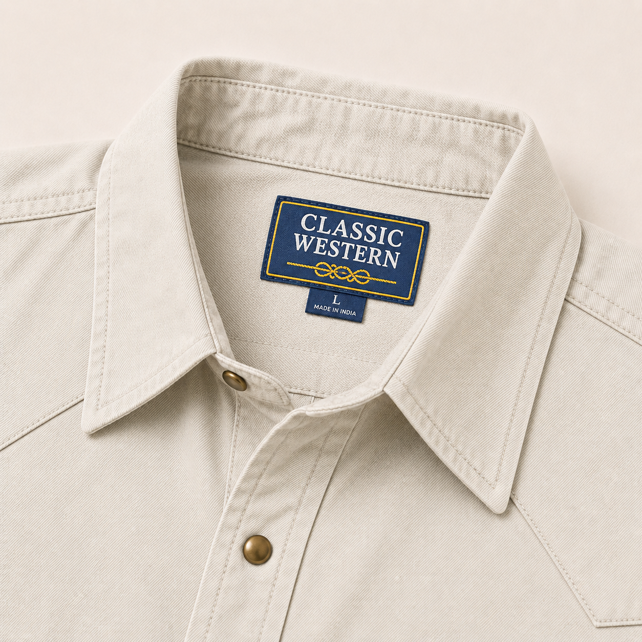 Classic Western Men's Ecru Solid Western Snap Shirt