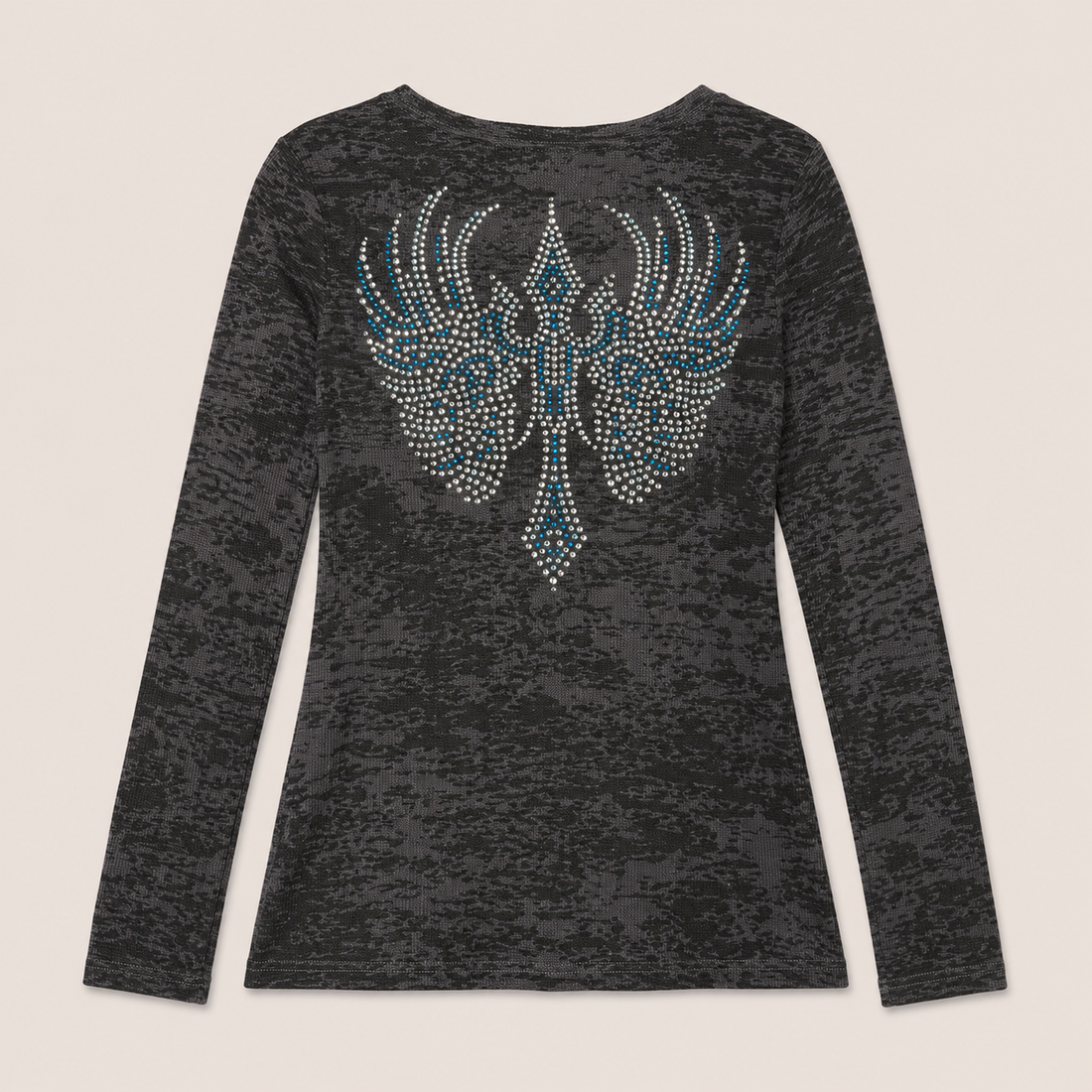 Ladie's Burnout Rhinestone Wing Back Top