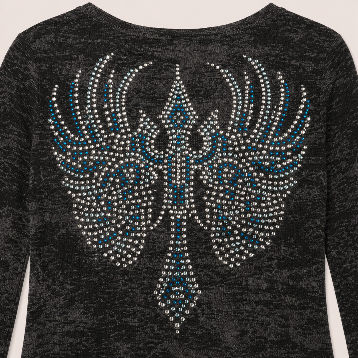 Ladie's Burnout Rhinestone Wing Back Top