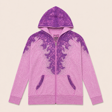Ladie's Lace Detail Rhinestone Hoodie