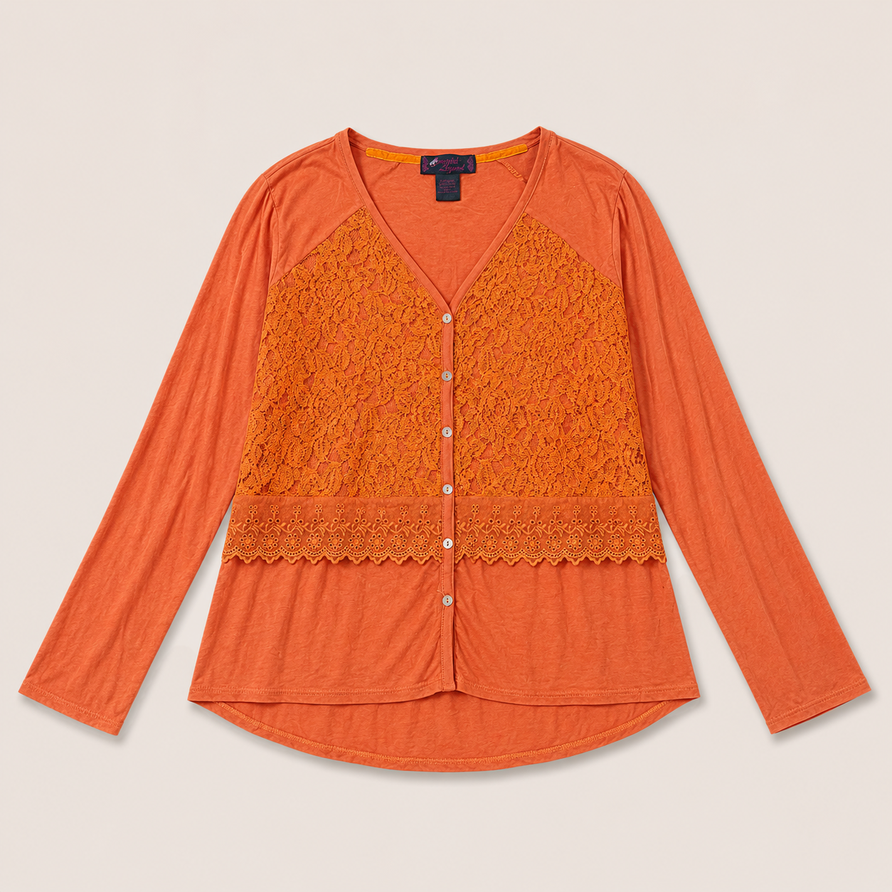 Ladie's Sunset Lace Button Top