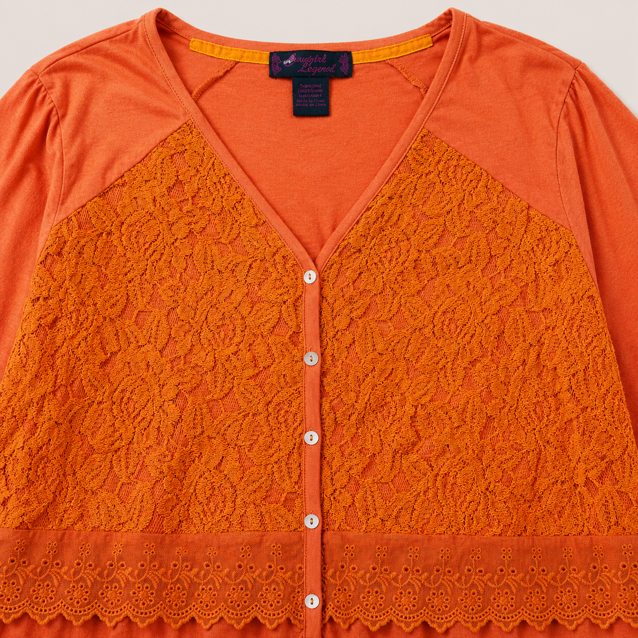 Ladie's Sunset Lace Button Top