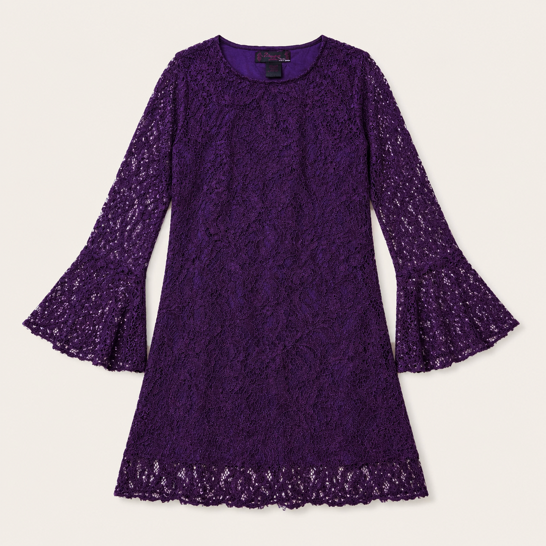 Women's Plum Crochet Lace Bell Sleeve Top