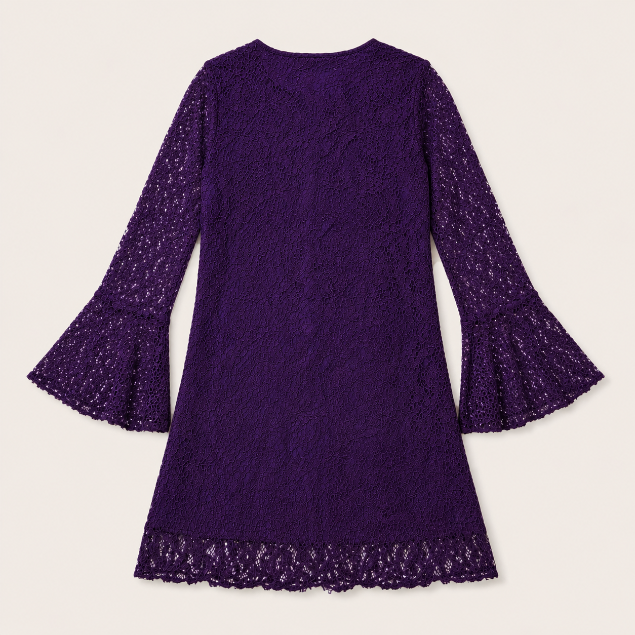 Plum Crochet Lace Bell Sleeve Top