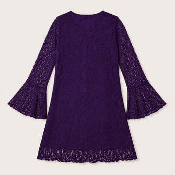 Plum Crochet Lace Bell Sleeve Top