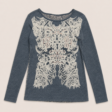 Ladie's Vintage Lace Western Long Sleeve Top