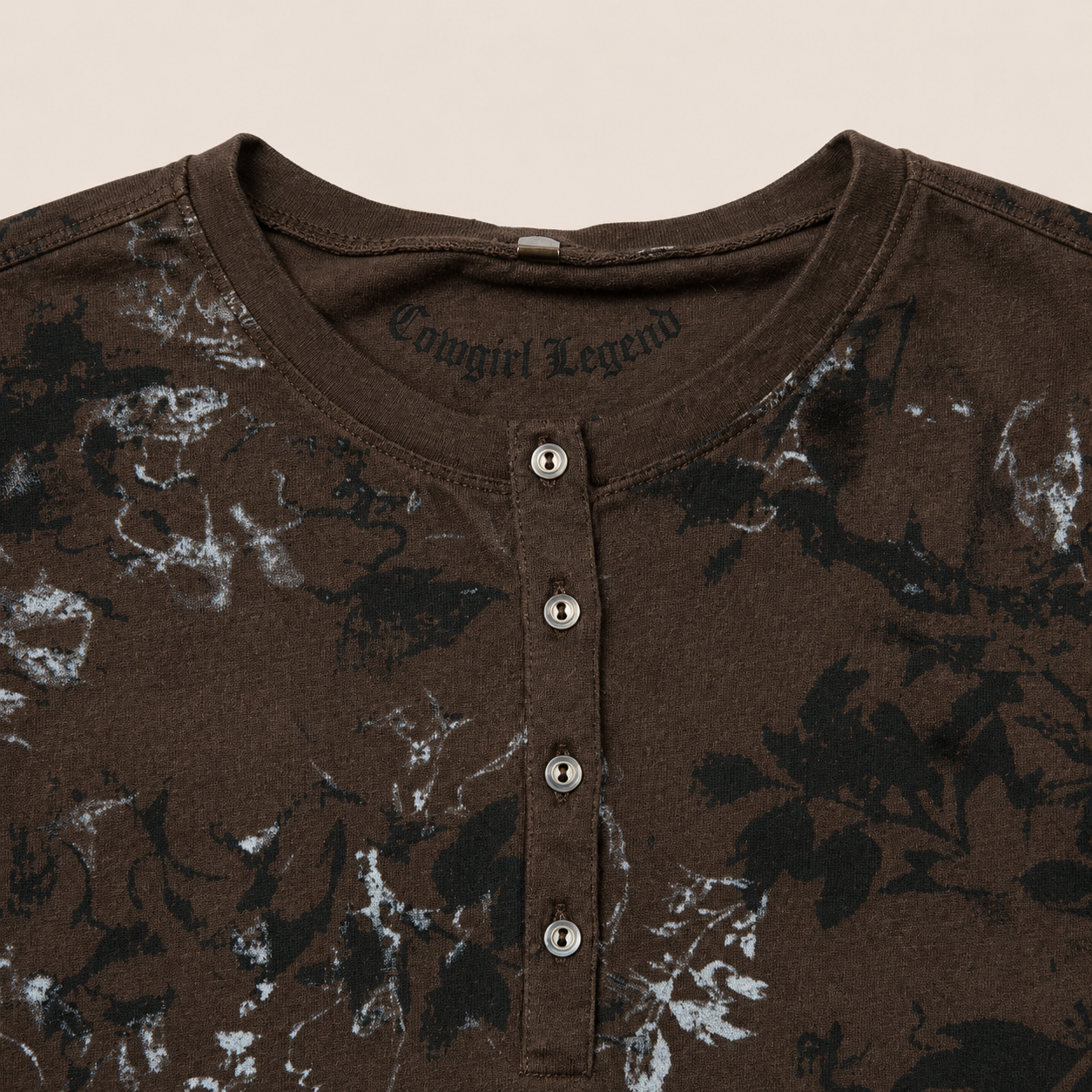 Ladie's Vintage Floral Henley Top