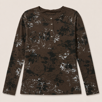 Ladie's Vintage Floral Henley Top