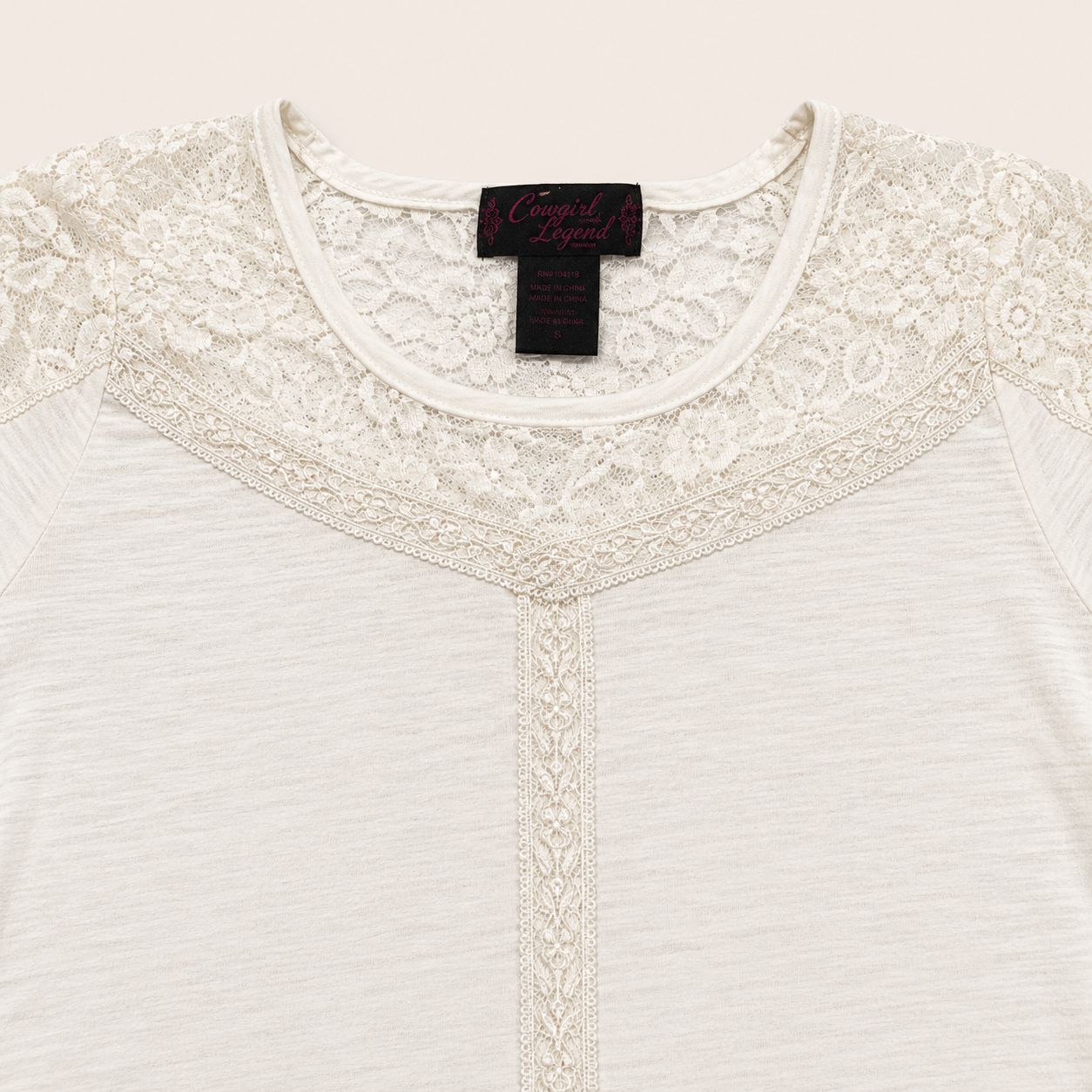 Ladie's Ivory Lace Yoke Top