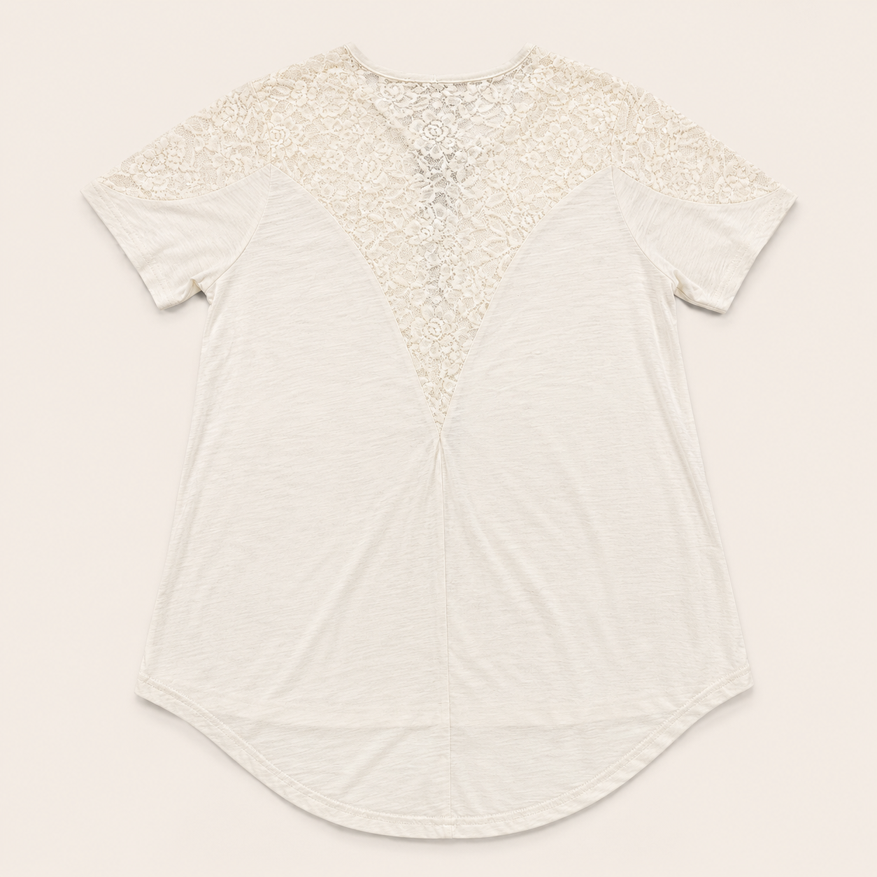 Ladie's Ivory Lace Yoke Top