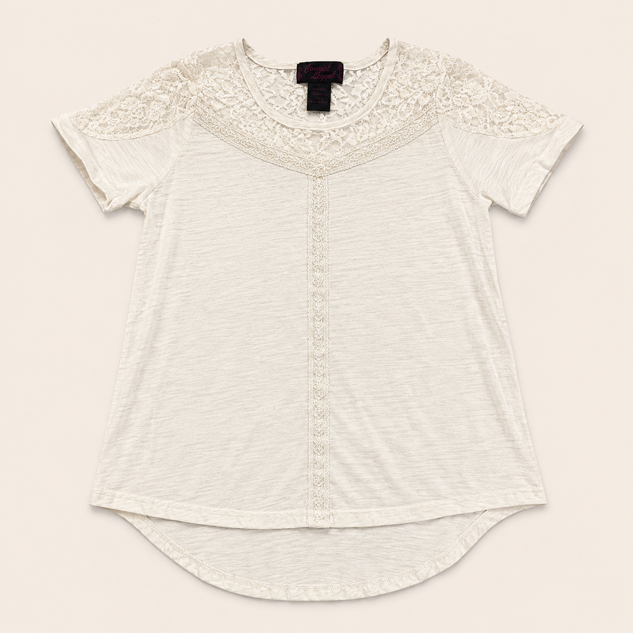 Ladie's Ivory Lace Yoke Top