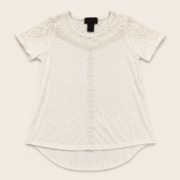 Ladie's Ivory Lace Yoke Top