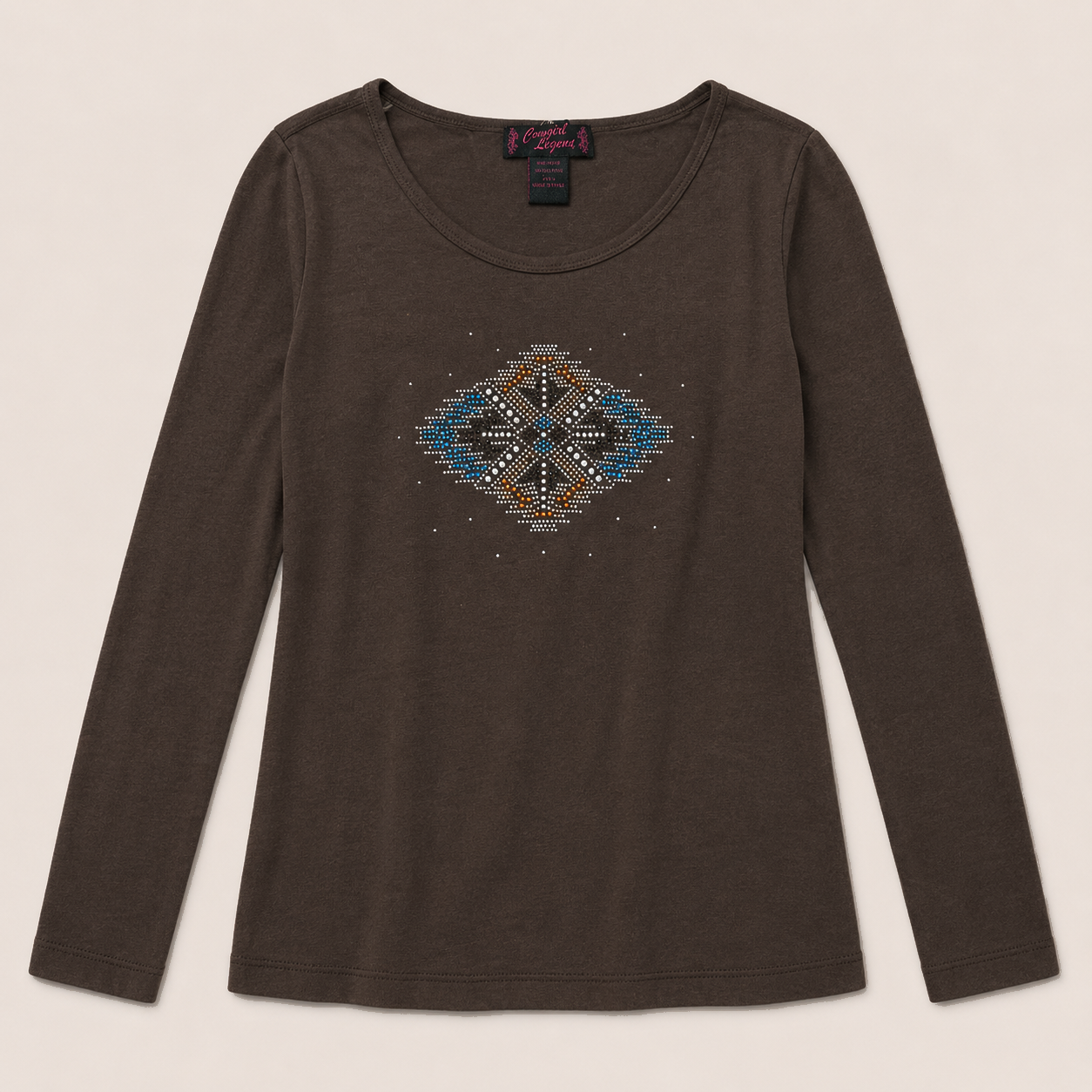 Ladie's Southwestern Rhinestone Long Sleeve Top