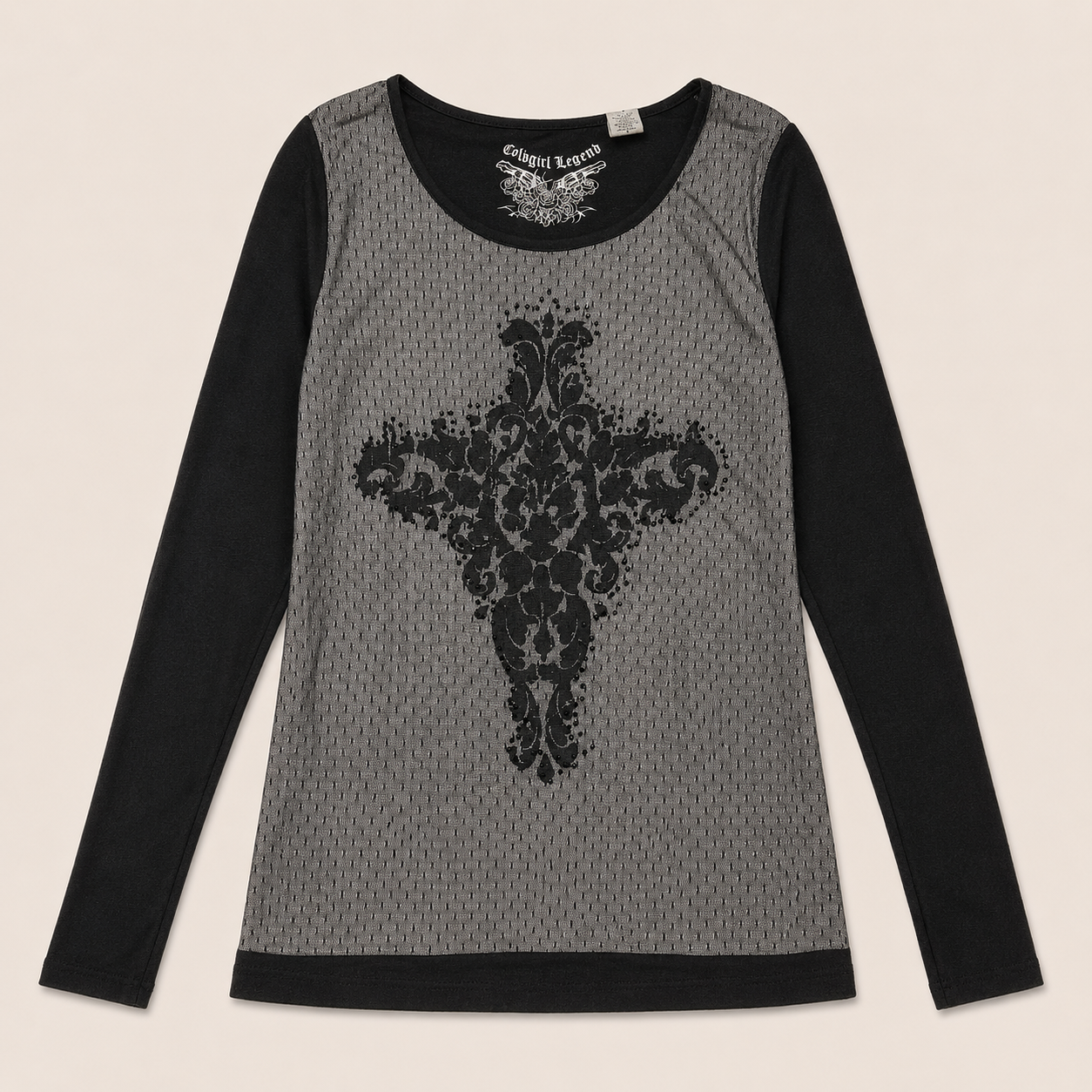Ladie's Mesh Cross Long Sleeve Top