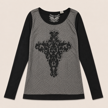 Ladie's Mesh Cross Long Sleeve Top