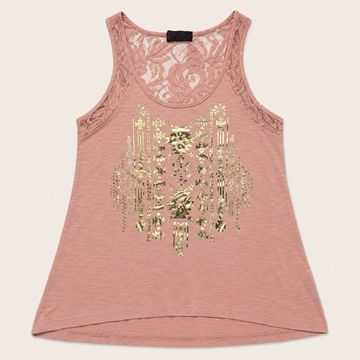 Ladie's Blush Lace Aztec Tank Top