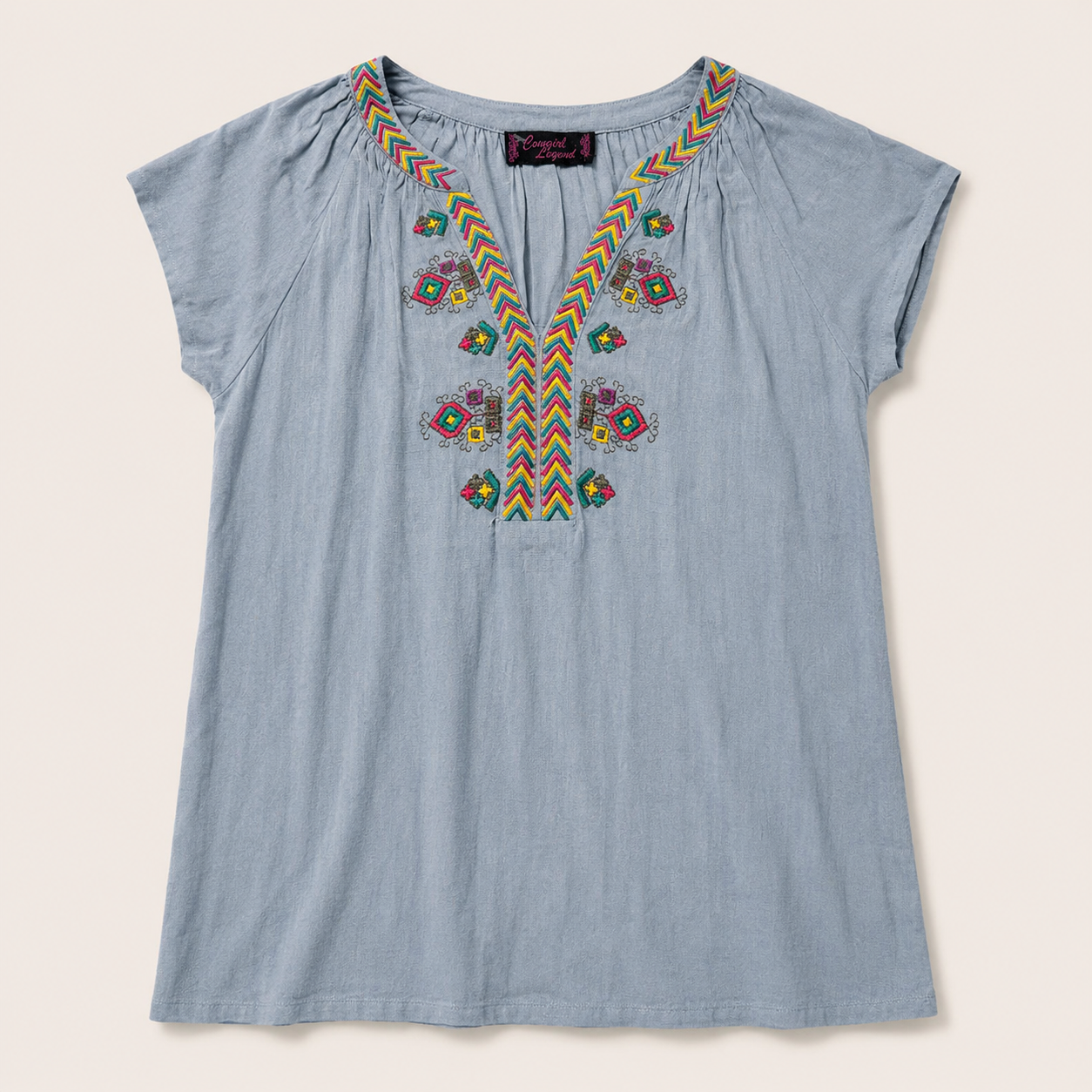 Ladie's Embroidered Boho Peasant Top