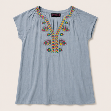 Ladie's Embroidered Boho Peasant Top