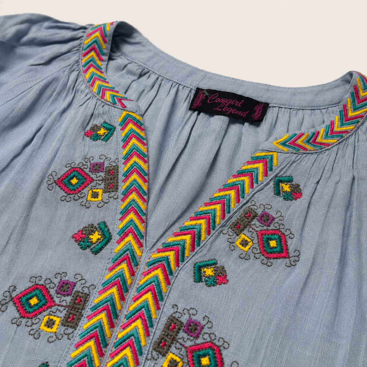 Ladie's Embroidered Boho Peasant Top