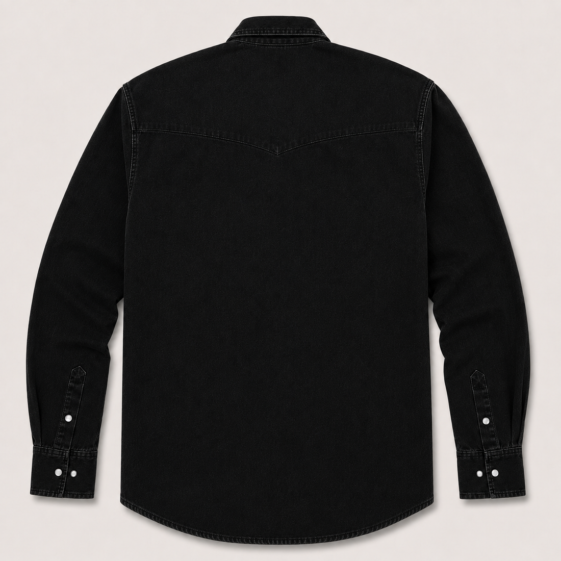 Men's Black Washed Long Sleeve Cowboy Western Pearl Snap Shirt