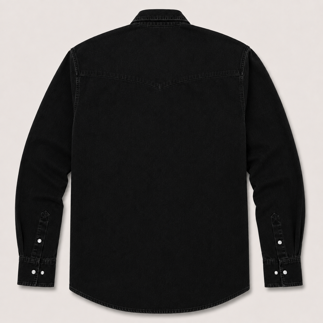 Men's Black Washed Long Sleeve Cowboy Western Pearl Snap Shirt