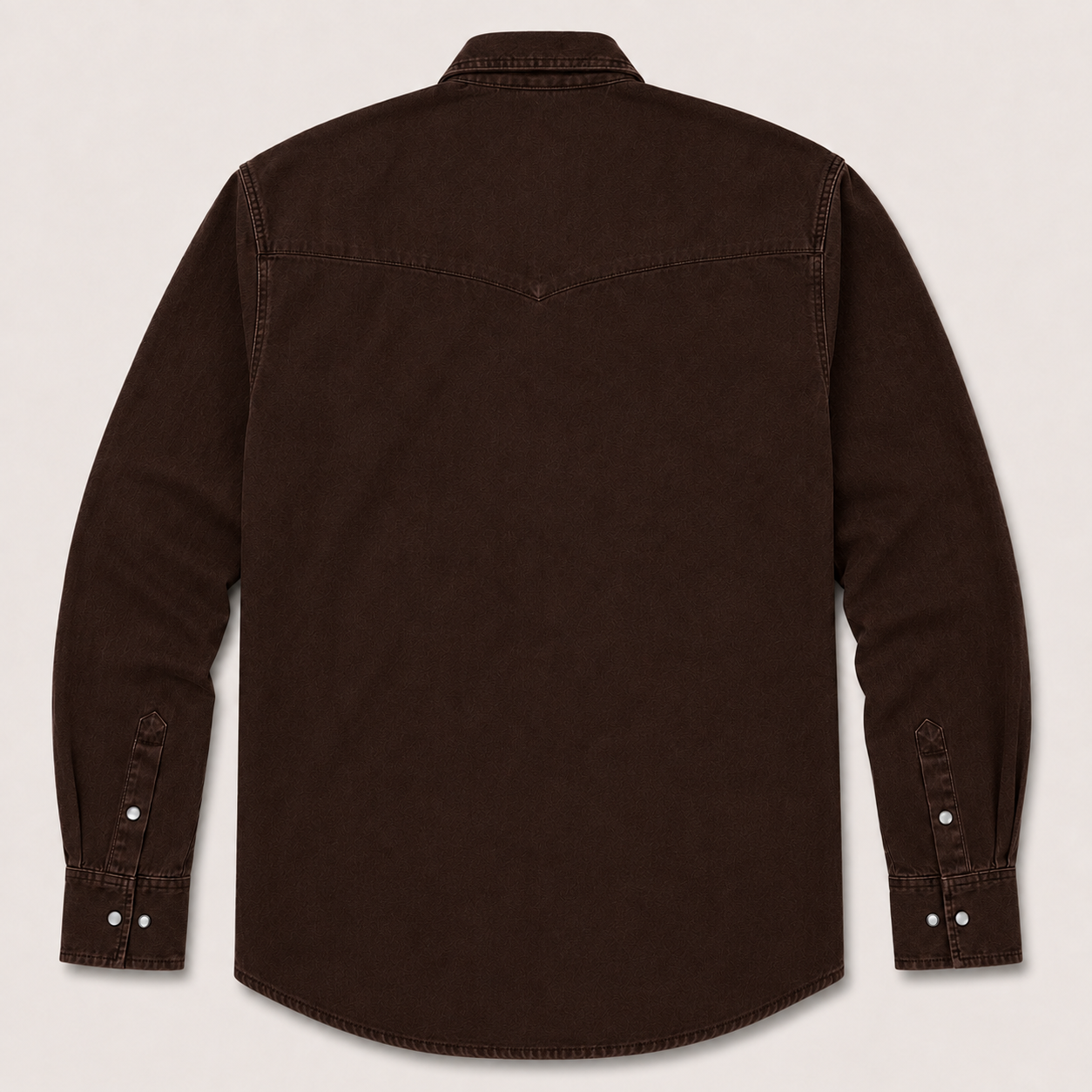 Men's Chocolate Washed Long Sleeve Cowboy Western Snap Shirt
