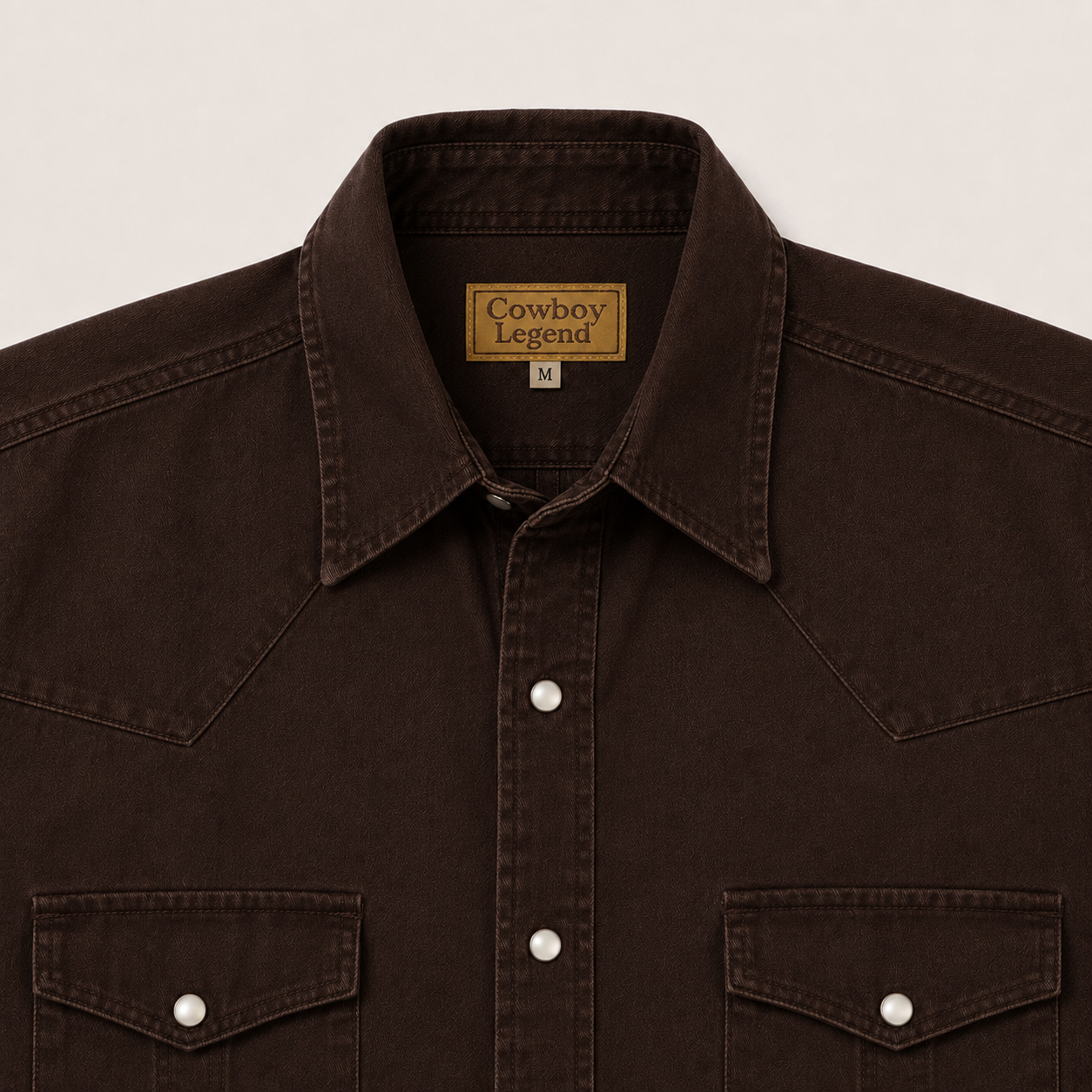 Men's Chocolate Washed Long Sleeve Cowboy Western Snap Shirt