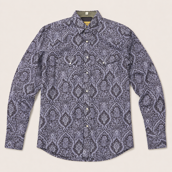 Men's Midnight Paisley Print Long Sleeve Cowboy Western Shirt