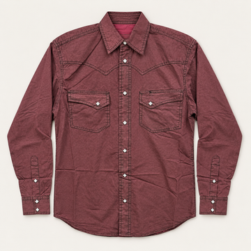 Men’s Burgundy Geometric Print Cowboy Western Snap Shirt