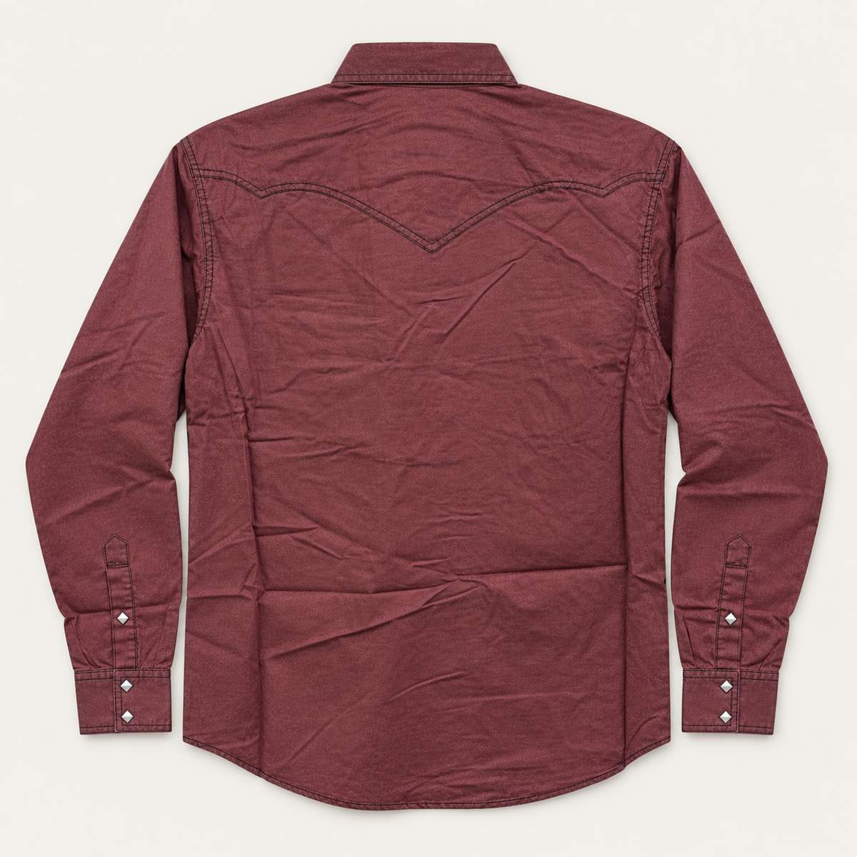 Men’s Burgundy Geometric Print Cowboy Western Snap Shirt