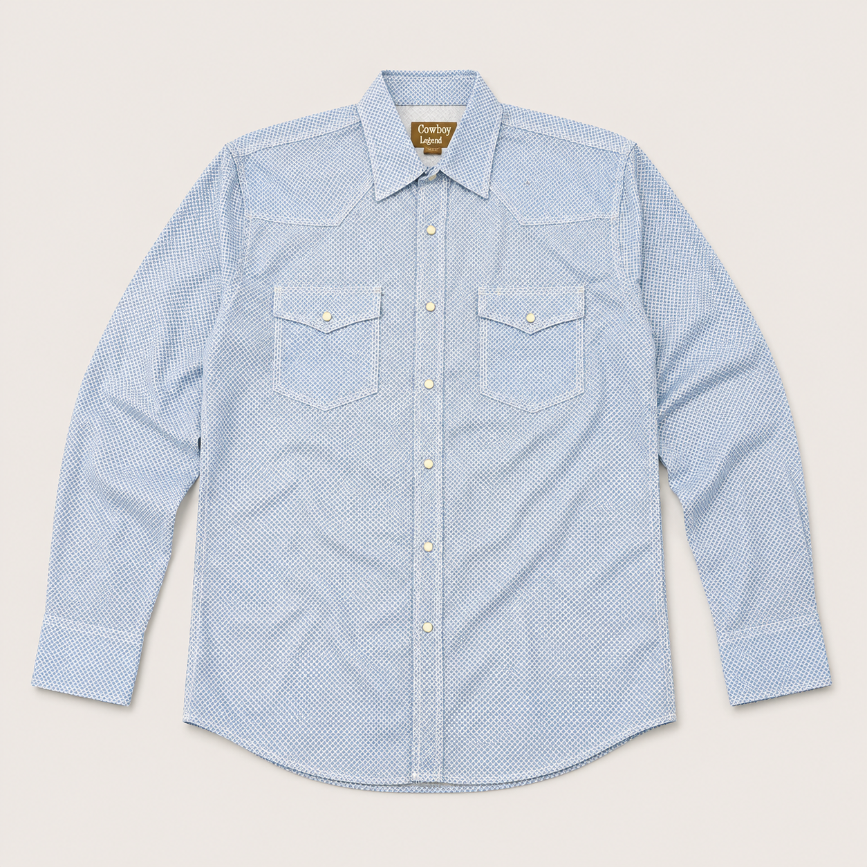 Cowboy Legend Men's Sky Blue Floral Print Pearl Snap Western Shirt