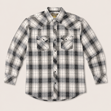 Cowboy Legend Men's Black & White Plaid Pearl Snap Western Shirt