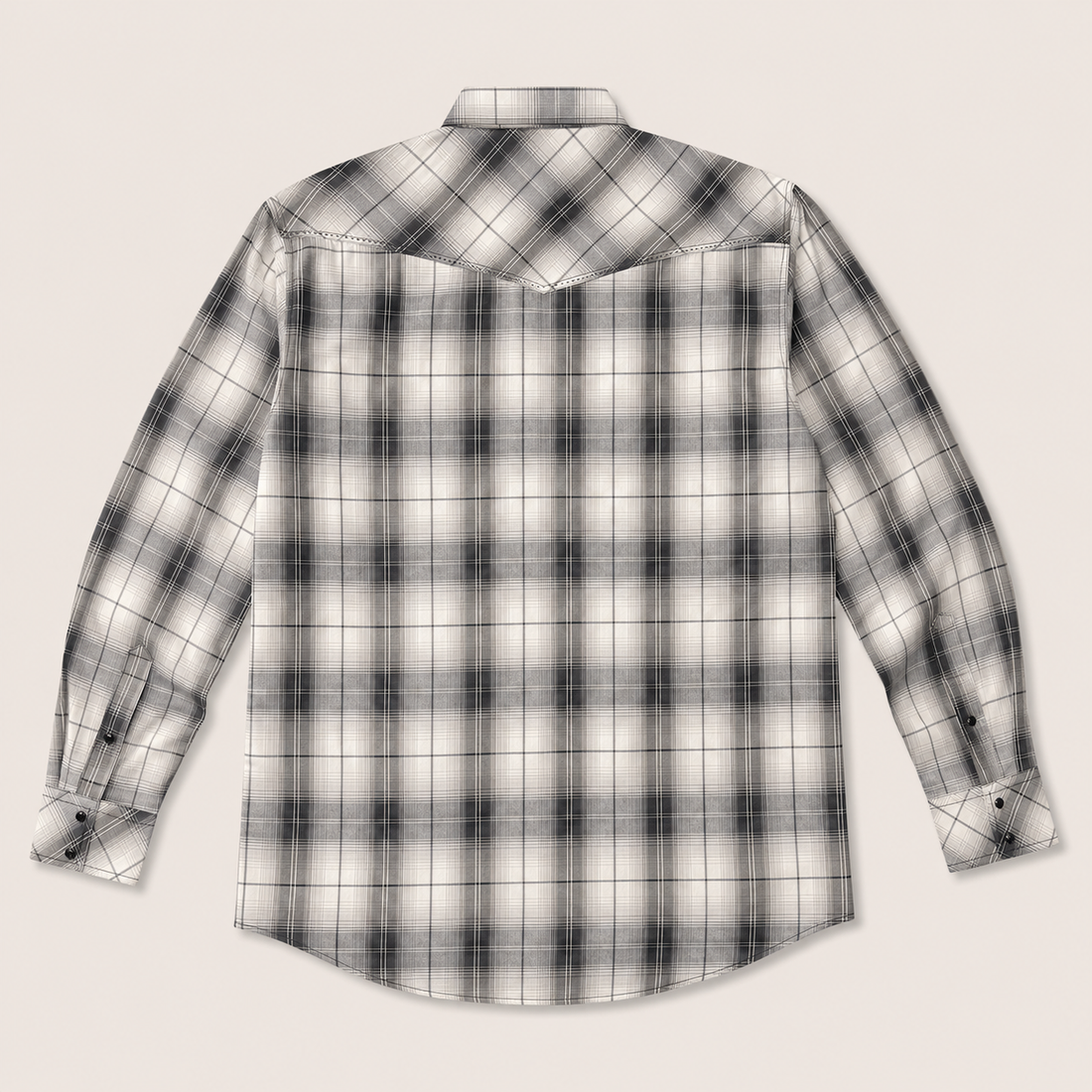 Cowboy Legend Men's Black & White Plaid Pearl Snap Western Shirt