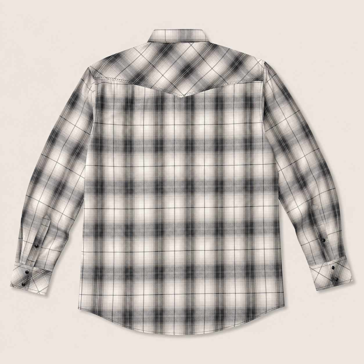 Cowboy Legend Men's Black & White Plaid Pearl Snap Western Shirt