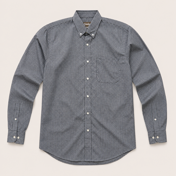 Men's Grey Micro Print Long Sleeve Button-Down Shirt