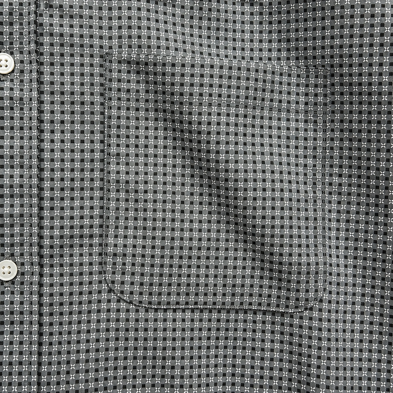 Men's Grey Micro Print Long Sleeve Button-Down Shirt