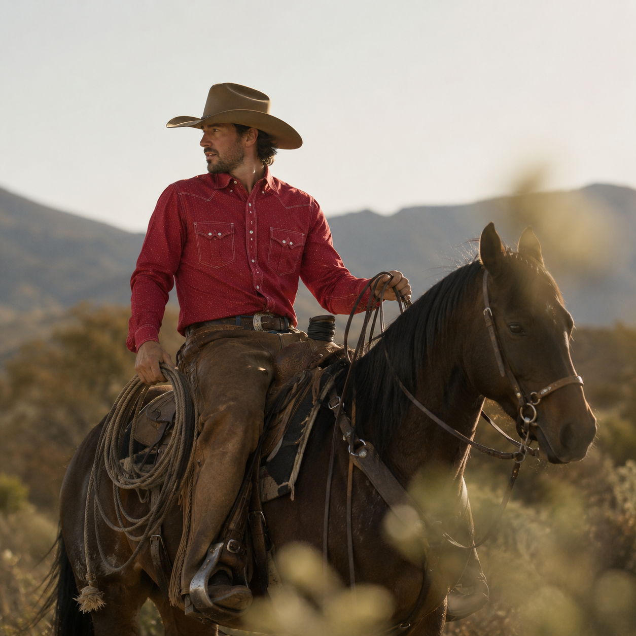 Cowboy Legend Men's Vintage Red Micro Print Pearl Snap Western Shirt