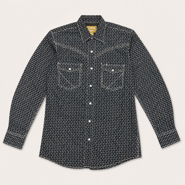 Cowboy Legend Men's Black Diamond Print Pearl Snap Western Shirt