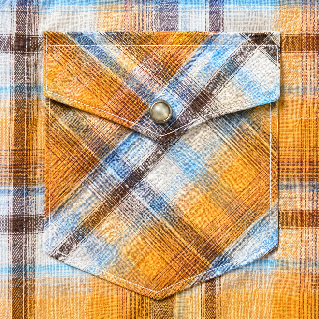 Cowboy Legend Men's Sunset Gold Plaid Pearl Snap Western Shirt