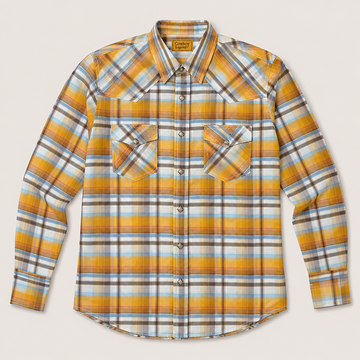 Cowboy Legend Men's Sunset Gold Plaid Pearl Snap Western Shirt