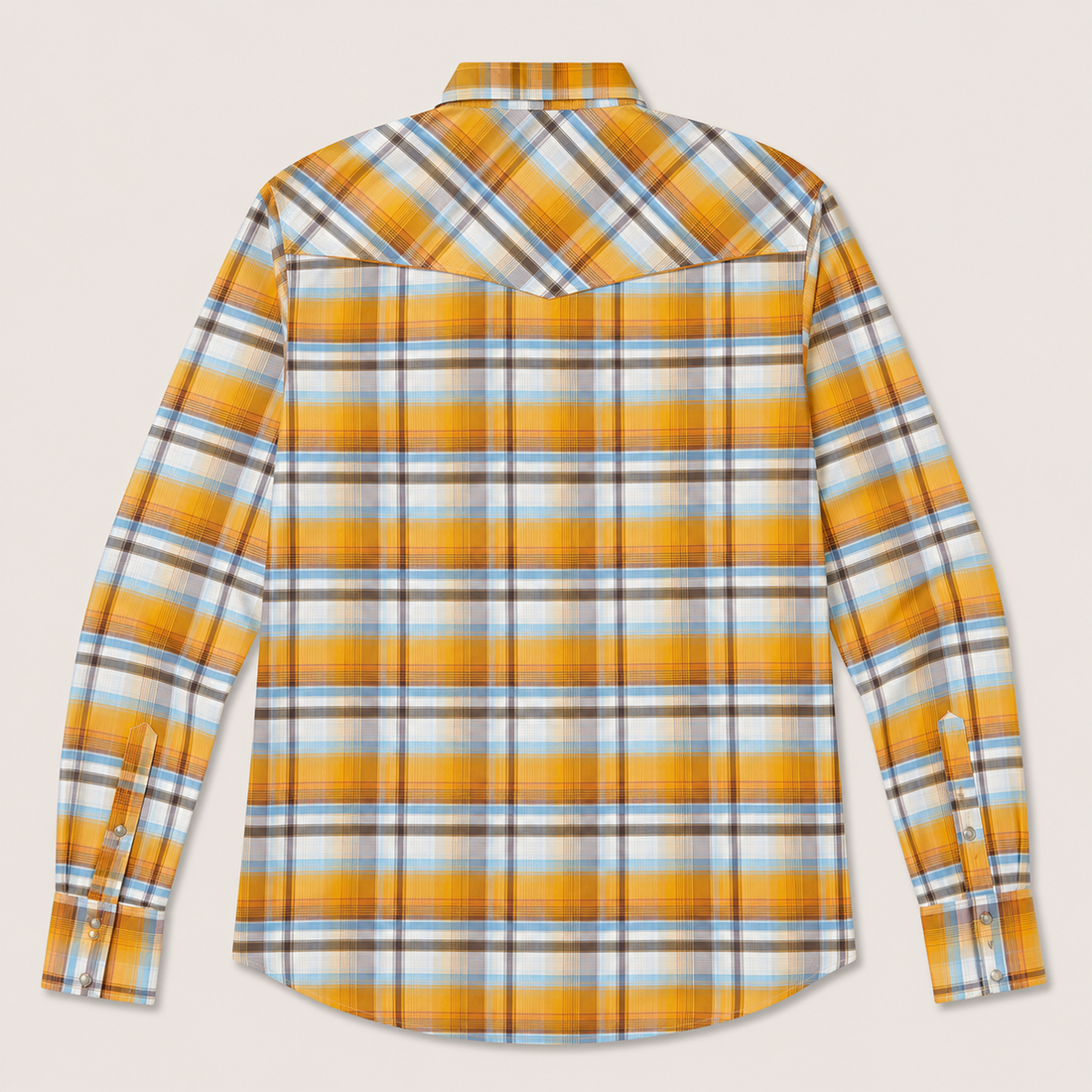 Cowboy Legend Men's Sunset Gold Plaid Pearl Snap Western Shirt