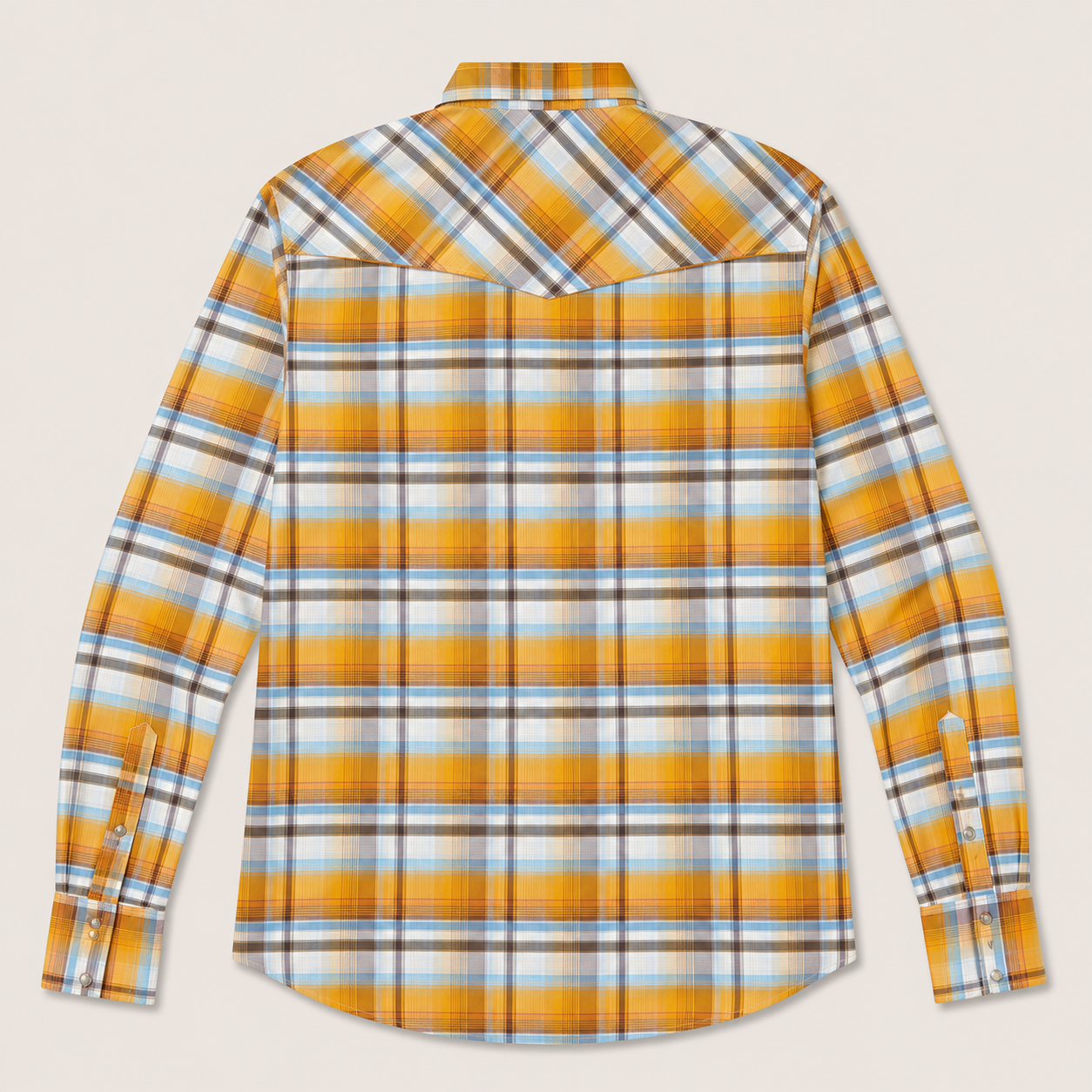 Cowboy Legend Men's Sunset Gold Plaid Pearl Snap Western Shirt