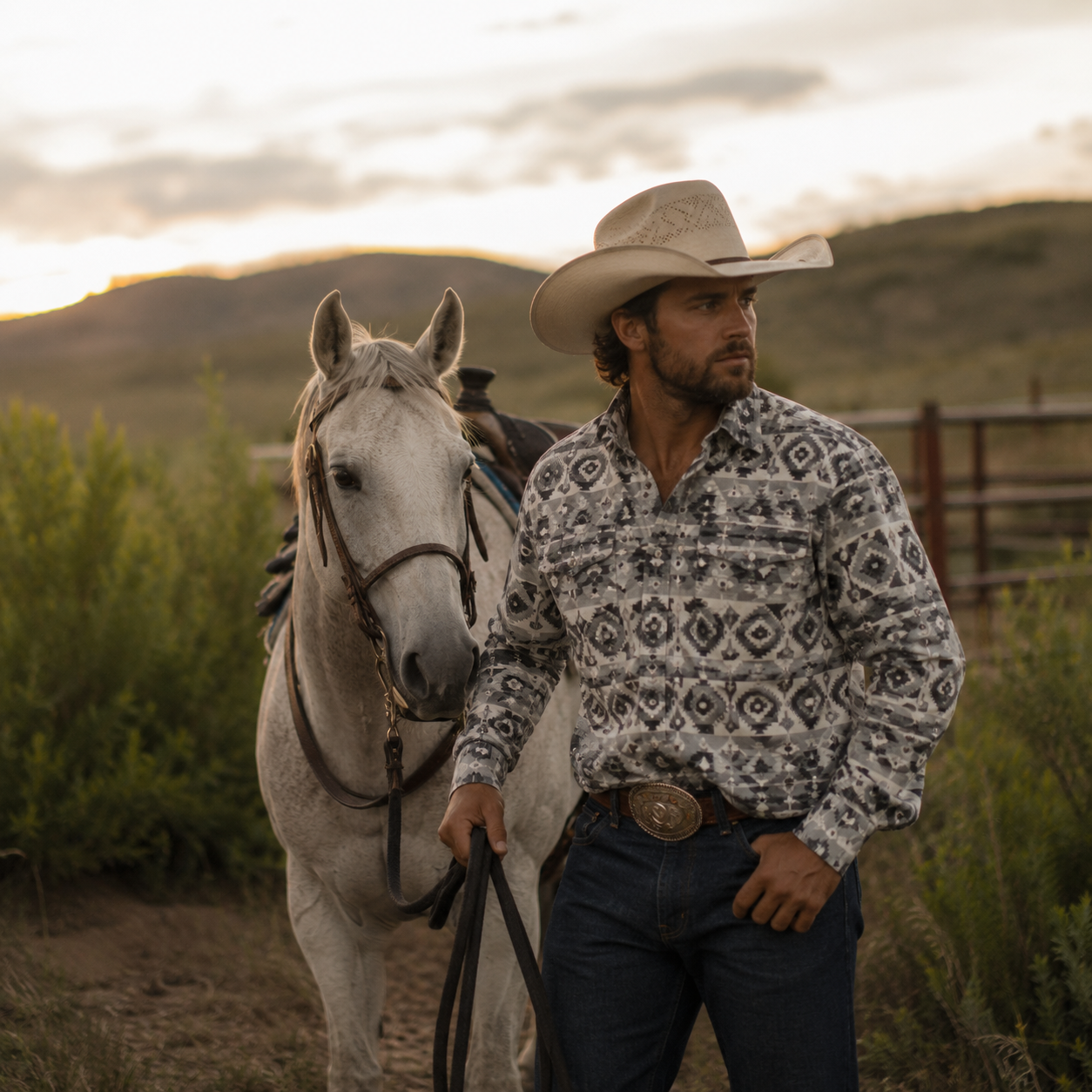 Cowboy Legend Men's Aztec Western Snap Shirt