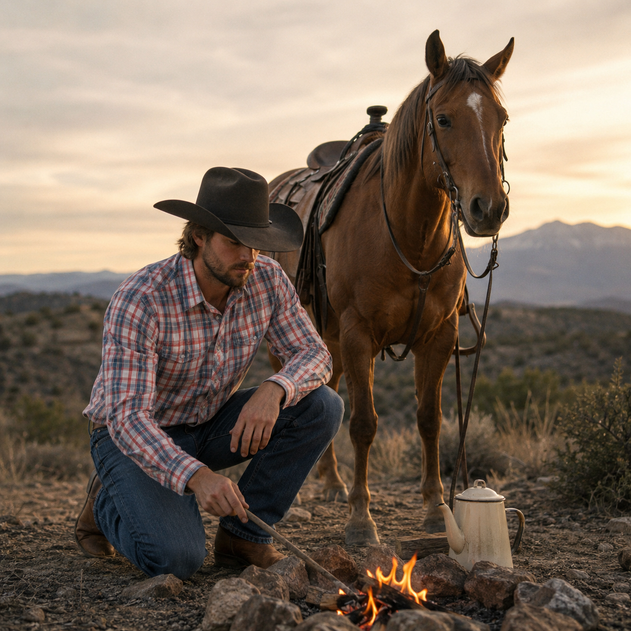 Cowboy Legend Men's Americana Plaid Button-Down Shirt