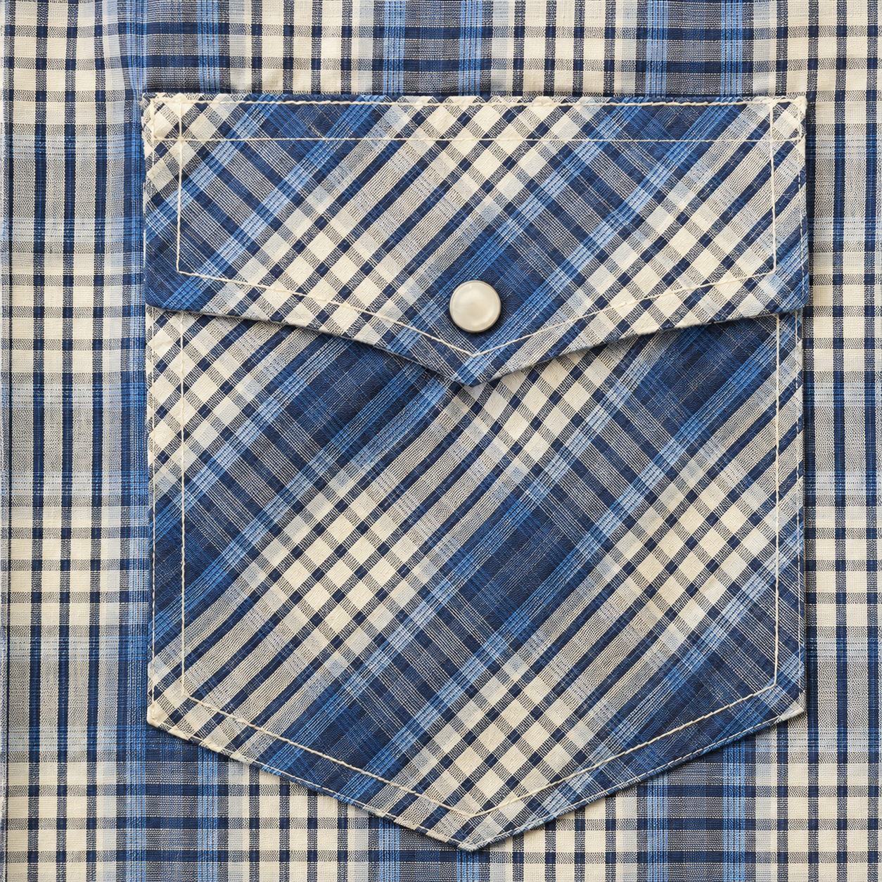 Cowboy Legend Men's Blue Shadow Plaid Pearl Snap Western Shirt