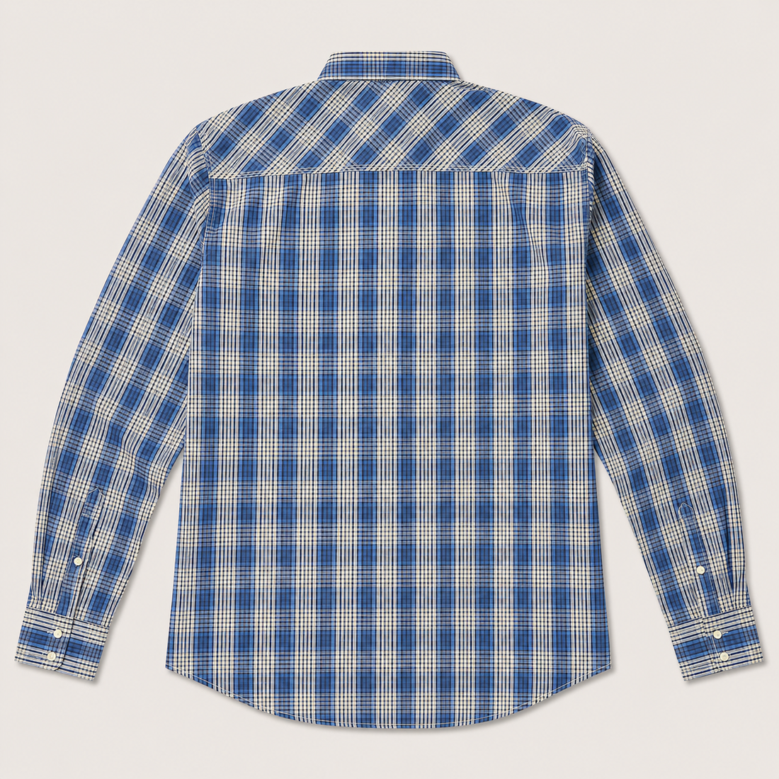 Cowboy Legend Men's Blue Shadow Plaid Pearl Snap Western Shirt
