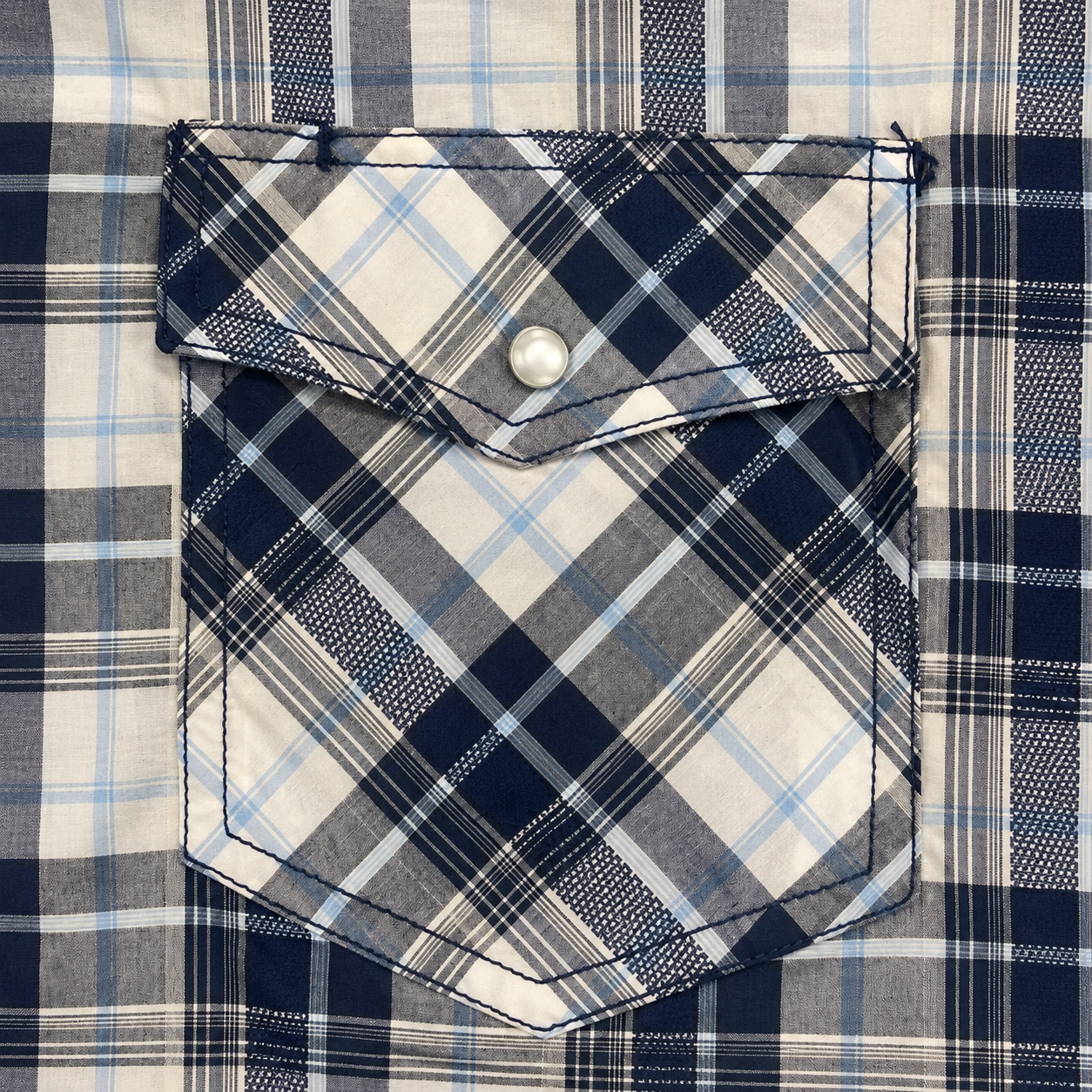 Cowboy Legend Men's Navy Plaid Pearl Snap Western Shirt
