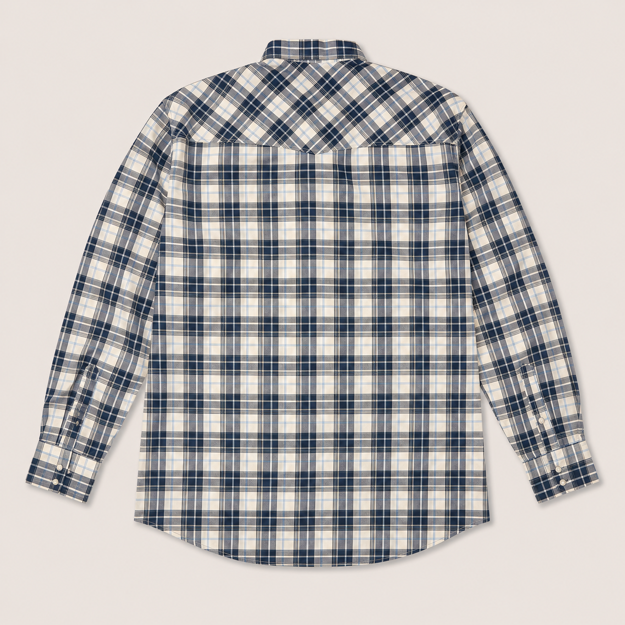 Cowboy Legend Men's Navy Plaid Pearl Snap Western Shirt