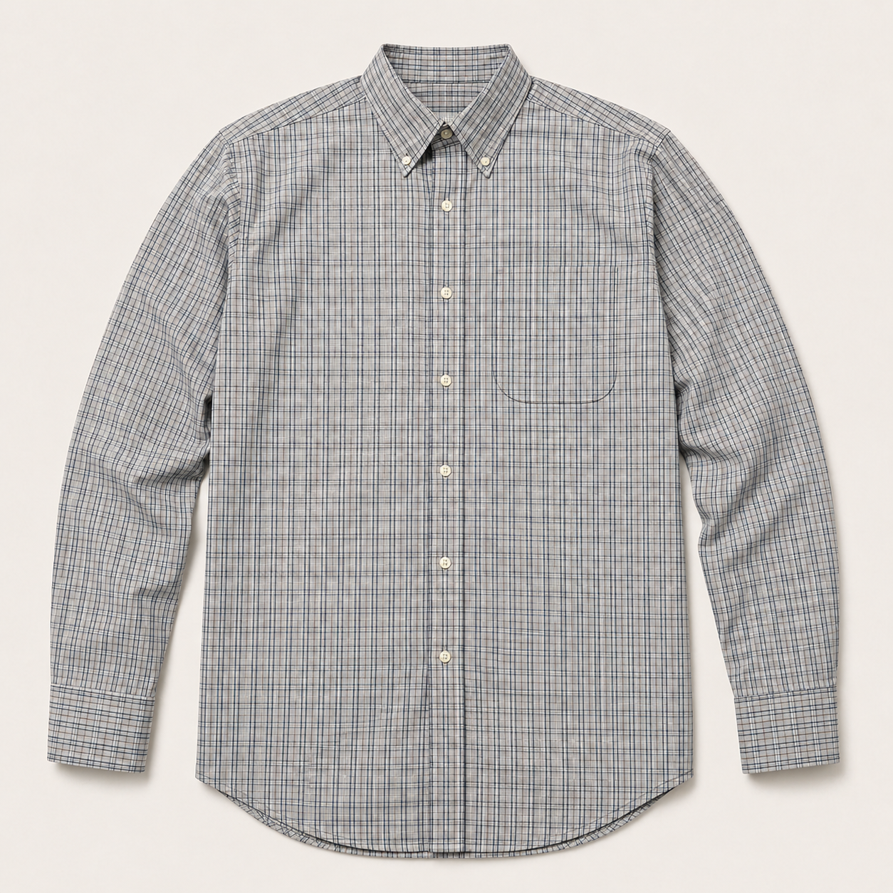 Men’s Grey Plaid Long Sleeve Cowboy Western Button Down Shirt